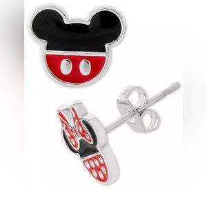 Children's Minnie & Mickey Mouse Mismatched Stud Earrings in Sterling Silver